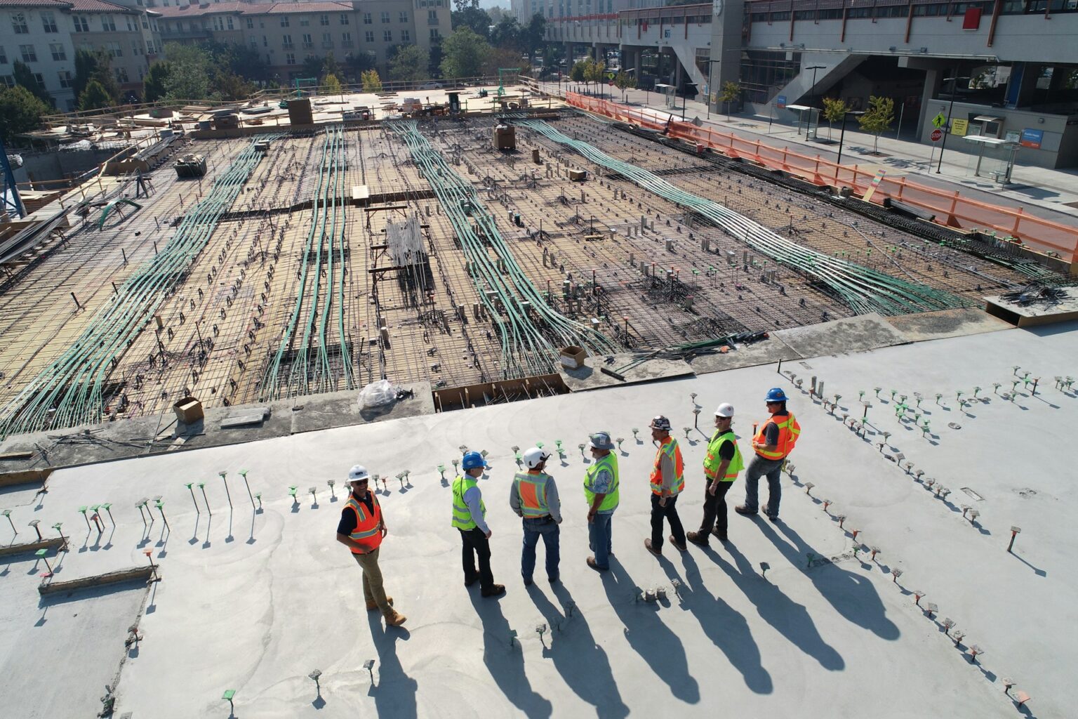 Concrete building structure under construction